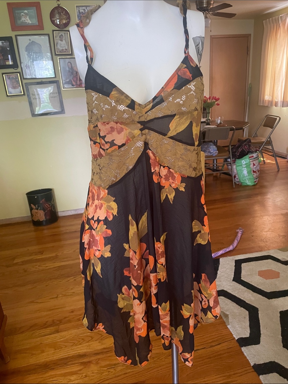 Intimately by Free People Floral Morning Trapeze Dress Nighty With Lace Accents